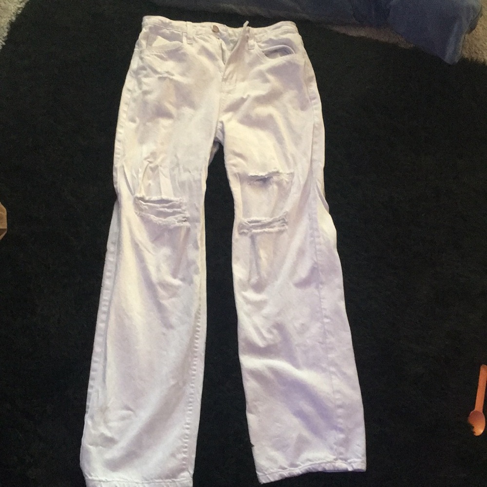 White Ripped Flared Jeans size M